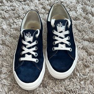 Ralph Lauren “Jolie” lace up blue suede upper casual shoes size 6